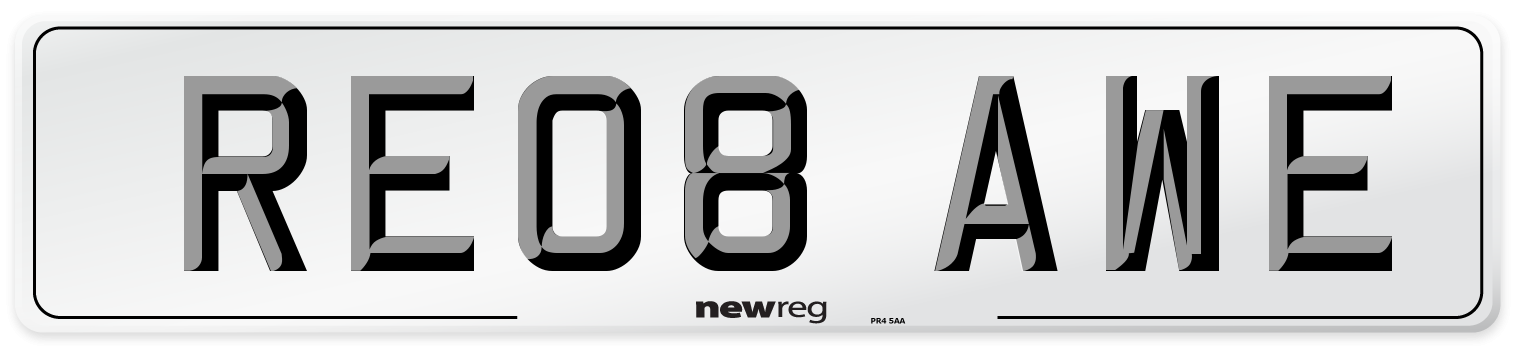 RE08 AWE Number Plate from New Reg